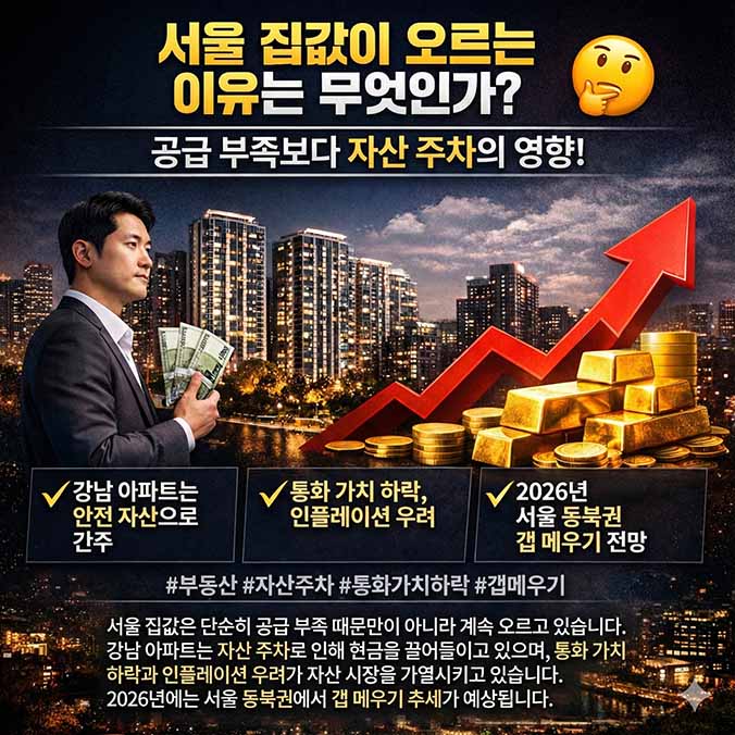 서울 집값 오르는 진짜 이유 공급 부족이 아닌 에셋 파킹의 실체