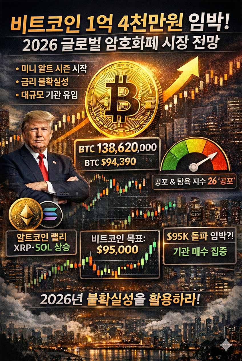 비트코인 1억 4천만 원 돌파 임박? 2026년 1월 14일 암호화폐 시장 분석 및 전문가 투자 전략