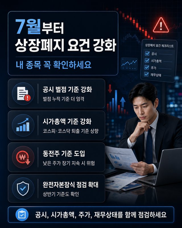 상장폐지 요건 강화 총정리 공시 벌점부터 시가총액 기준까지