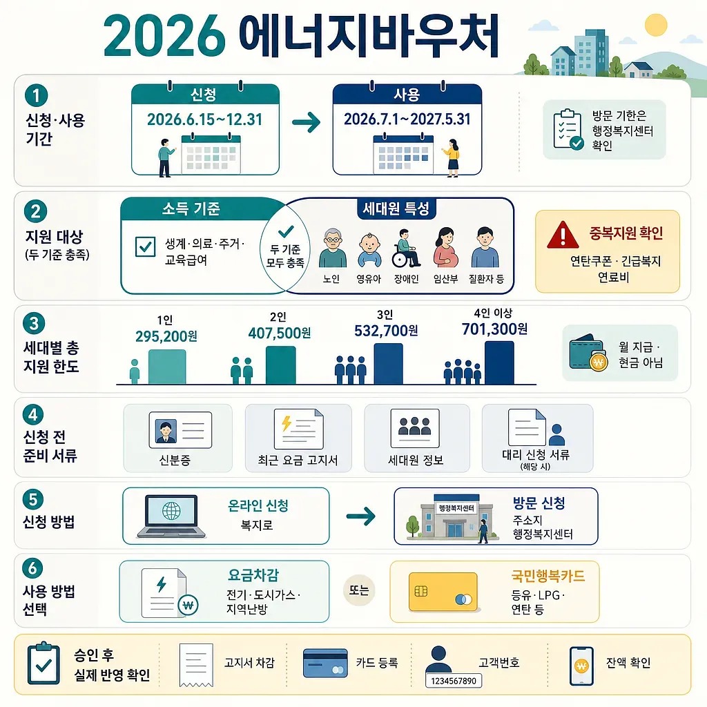 2026年エネルギーバウチャーの申請期間、対象条件、世帯人数別支援額、利用方法の案内
